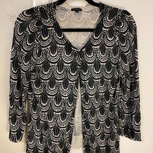 Talbots Black and White Geometric Print Button-up Cardigan (Size M)